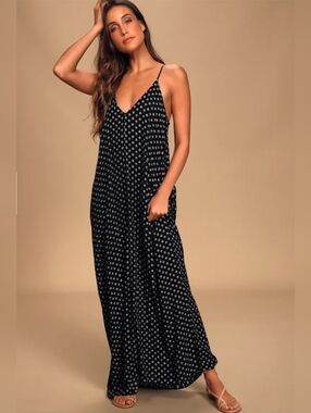 Lulus Yours Tule Black Floral Print Maxi Dress S/M